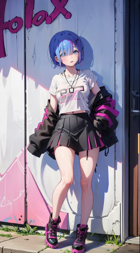 Acme Face、Random pose、short hair、Blue Hair、、hair over one eye、、nsfw、Highest quality、1 girl、Alone、、Sexy pose、、
(Pink theme: 1.4), ((Hip-hop style, native style): 1.4), (Loose, sloppy black wear: 1.3), (Oversized pink T-shirt with tucked-out hemline) :1.5), ...