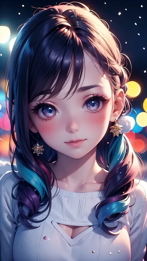 1 girl, high definition , Receives Many Awards , very detailed , blush, eyes sparkle, long eyelashes, and get out of the screen, closeup , Hair ties, star hair accessories , glitter effect , Blur, lens flare, 8k octane , Artistic, super detai...