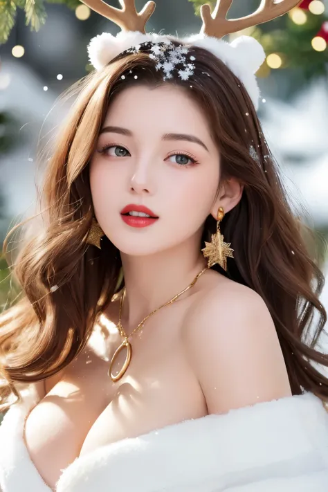 Beautiful black and brown medium hair realistic girl、18 year old girl、very sexy and realistic photos、from the chest up、Angle that emphasizes the face、Focus on the face、Ethereal beauty, Shiny beautiful hair、waves of long hair cascade down her shoulders, ((d...