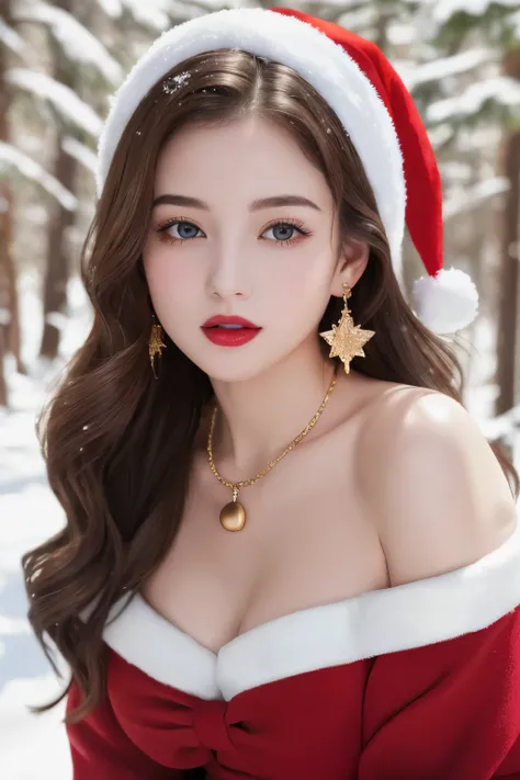 Beautiful black and brown medium hair realistic girl、18 year old girl、very sexy and realistic photos、from the chest up、Angle that emphasizes the face、Focus on the face、Ethereal beauty, Shiny beautiful hair、waves of long hair cascade down her shoulders, ((d...