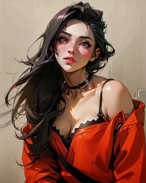 a close up of a woman with long hair wearing a red top, madison beer girl portrait, beautiful asian girl, madison beer, gorgeous beautiful woman, japanese model, photo of a beautiful woman, ilya kuvshinov with long hair, cindy avelino, beautiful asian woma...