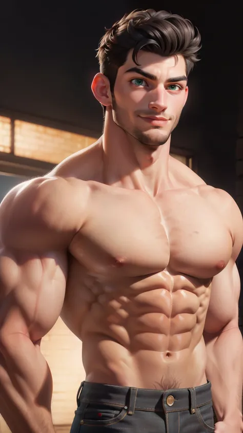 ((the best quality)), ((Masterpiece)), (details), perfect face, high definition, Masterpiece,4k,details clearly, Handsome face, white skin, perfect body, male body, strong muscles, abdomen, Green eyes, white skin, The most handsome man in the world, handso...