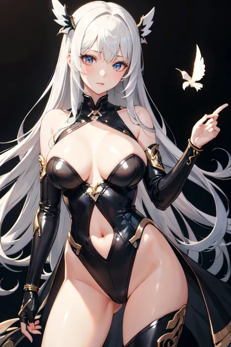 (( top quality)), ((  masterpiece  )), (  Details),  1 girl, silverhair,longhair,sexy,mecanical,wing,sexy,