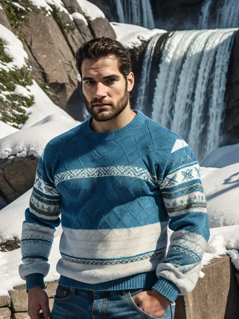 Ultra-high image quality realistic and strong male features a man inspired by Henry Cavill as Wolverine

an arafael man in a blue sweater and jeans standing in the snow, blue sweater, wearing a sweater, wearing a sweater, wearing a casual sweater, incredib...