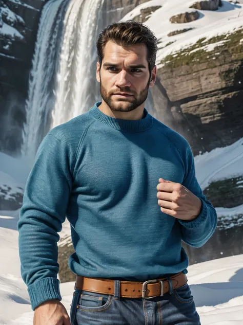 Ultra-high image quality realistic and strong male features a man inspired by Henry Cavill as Wolverine

an arafael man in a blue sweater and jeans standing in the snow, blue sweater, wearing a sweater, wearing a sweater, wearing a casual sweater, incredib...