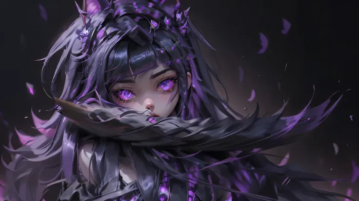 anime girl with purple eyes and black hair in a dark forest, gapmoe yandere grimdark, inspired by Jin Homura, by Jin Homura, portrait gapmoe yandere grimdark, anime wallaper, gapmoe yandere, anime moe artstyle, yandere intricate, hd anime wallaper, ufotabl...