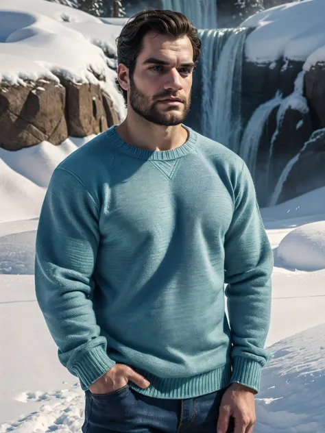 Ultra-high image quality realistic and strong male features a man inspired by Henry Cavill as Wolverine

an arafael man in a blue sweater and jeans standing in the snow, blue sweater, wearing a sweater, wearing a sweater, wearing a casual sweater, incredib...