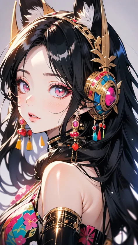  masterpiece  ,  top quality, { top quality}, {{  masterpiece  }}, { high definition }, concentrated,  Anime Style,  female cartoon,  girl design,  Portraits, Gisha,  anime illustration ,  long hair,  black hair,  straight eyes , Hair over the ears, Sleek ...