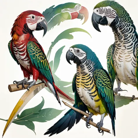 Watercolor logo of a parrot holding letters 6A