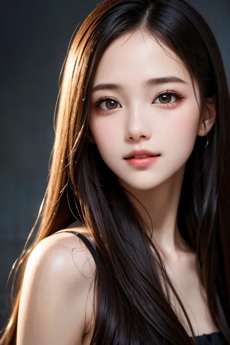 close-up, masterpiece, best quality, raw photo, photorealism, smile, beautiful girl, cute, long hair, depth of field, high resolution, ultra detail, detail, highly detailed eyes and face, sharp pupils, realistic pupils, sharp focus, cinematic lighting