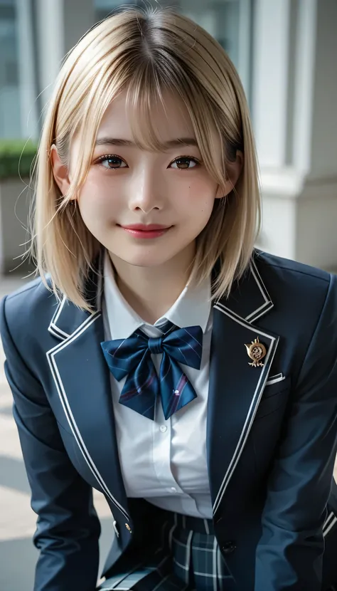   score_9,  score_8_up,  score_7_up, super detailed,  BREAK Complete Anatomy  , 32K,    masterpiece   ,  top quality, super high definition ,  Beautiful Face and Eye Details,  beautiful Japanese woman ,  blonde hair , invalid,smile, steam,   school uniform...