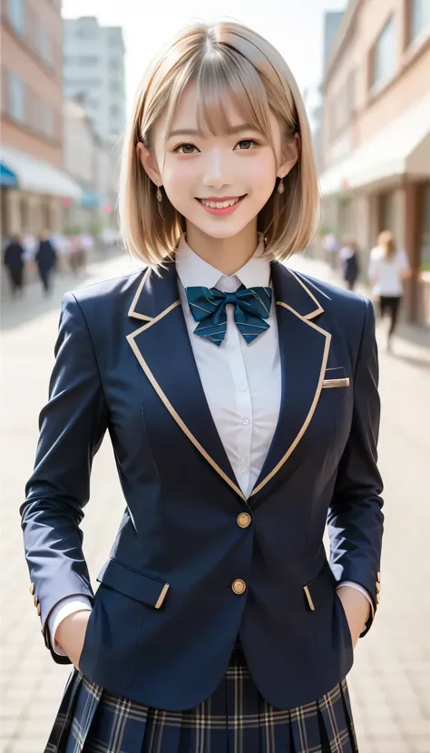 score_9, score_8_up, score_7_up, super detailed, Hausmo Style , 32K, masterpiece , top quality, super high definition , Beautiful Face and Eye Details, beautiful Japanese woman , blonde hair , invalid,smile, steam, school un...