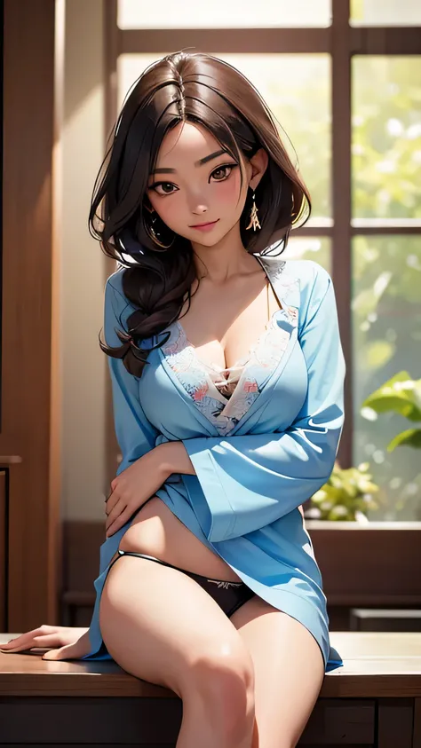  Teacher in the xexology class , very sensual and erotic ,  of about 25 years old , Japanese,  short brown hair wrapped in a light blue thong and embroidered ,  with an impressive chest , very busty,  the most busty in the world measures , 110cc , 65cc ,  ...