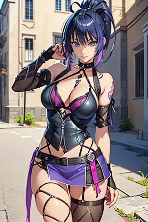 Himejima Akeno was brainwashed, mohawk hair, sexy (RAW,, Nikon Z 14mm ultra-wide angle lens, award-winning glamour photography, ((best quality)), ((masterpiece)), skin pores, subsurface scattering, radiant light rays, high resolution, detailed facial featu...