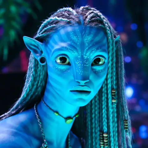 albino navi, navi race, avatar, pale light blue skin, platinum blonde hair, blue eyes, hair in box braids, fulani braids, senegalese twists