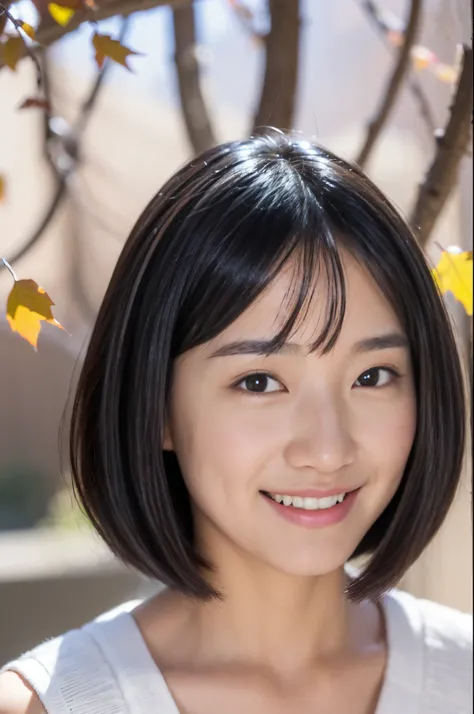 ((Only the upper body is shown 、 face close-up 、Focus on the eyes、 no makeup、 the ears are sticking out of a gap in the hair,,,,,,,))、( realistic 、 Photorealistic、 ultra-detailed、Best detailed skin、 top quality、masterpiece、 Ultra A High Resolution)、 Smili...