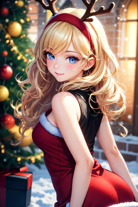 ((best quality)), ((masterpiece)), (detailed), (4k), (8K), 1girl, Beautiful anime girl, adolescent,  beautiful face ,  shiny skin and face , make-up, smile,  big, aesthetic eyes ,  blue eyes , very provocative look, aesthetic hands,  detailed hair , Very l...