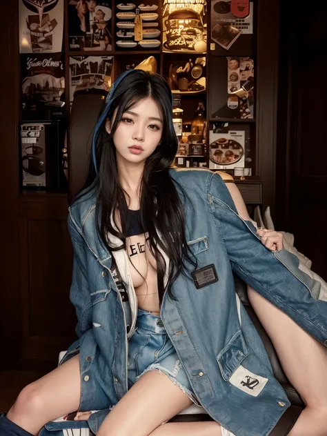 穿着Denim Jacket和短裤的阿拉菲德女人摆姿势拍照, Ziyu from Twice ,  Blackpinks Rosani Park , Denim jacket, Bae Suzy, Ulzan,  Portrait of Korean Female Fashion Model ,  she wears streetwear , Josie from Blackpink, Black Pink Jenny, jinyoung shin,  Blackpink Josie , double de...