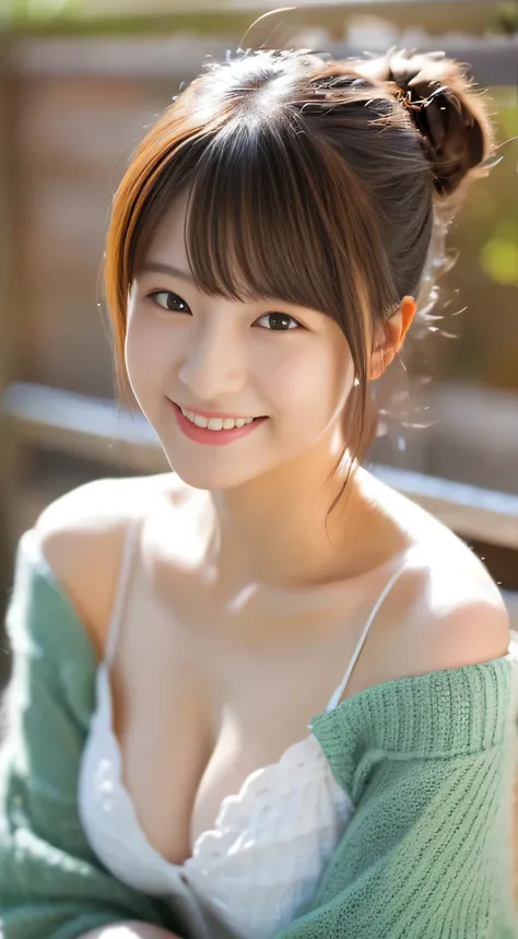 masterpiece,best quality,(Japanese girl),((Beautiful girl)),cleavage,(off shoulder:1.2),(perfect body beauty:1.2),(shy smile),From slightly above