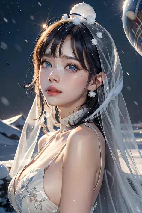   top quality、Film director  、 A beautiful 40-year-old female snow fairy is crying 、 Snow Woman is a specter in the shape of a beautiful woman  、  Snow Woman makes flashy movements   、   Snow Woman wears a thin silk yukata  、Her expression is crying  、  an...