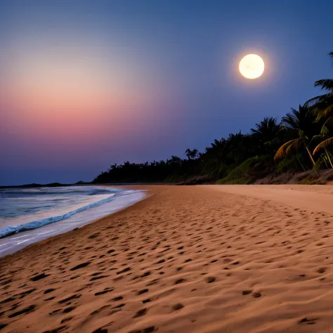 a close up of a beach with a full moon in the sky, moonlit ocean, beautiful moonlight, beautiful moonlight night, stunning moonlight and shadows, night time moonlight, sandy white moon landscape, full moon buried in sand, perfect crisp moonlight, beautiful...