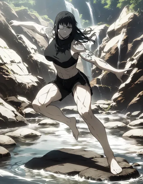 score_9, score_8_up, score_7_up,score_6_up,high resolution,source_anime,s0fiavalm3t,1girl,eyepatch,black hair,long hair,,water,rocks,volumetric lighting,rim lighting,dof,dramatic shadow,full body,dynamic pose,looking at viewer,pov,suspended in air, tattoos...