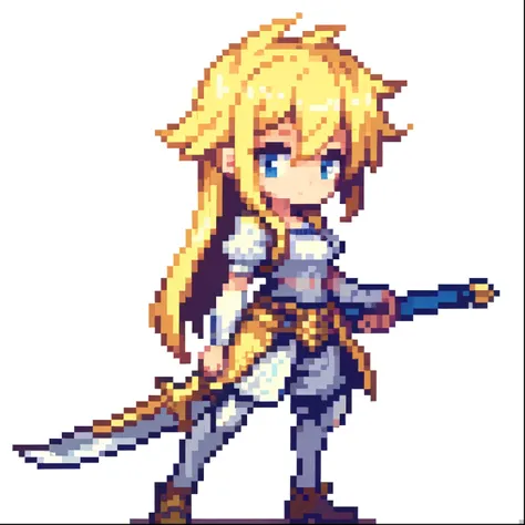 masterpiece , best quality , pixel art ,sword , white background ,weapon,backwards