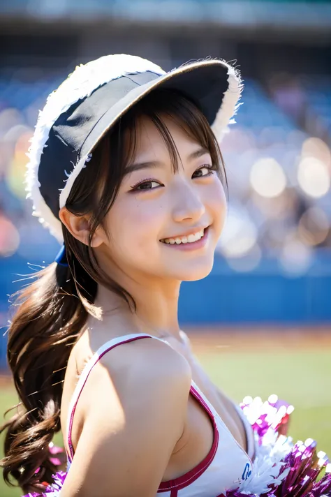  cute face like an 18-year-old idol　 smiles gently　Whole body　((( super horny and sexy Santa costume cheerleader)))　  cleavage 　Cheerleading at a baseball field with a big crowd 　live-action　 RAW photos 　Genuine