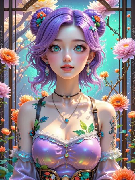 (masterpiece, highres, high resolution:1.2), anime 20 yo girl, portrait, shoulders up, illustration. drawn, violet hair, asian girl, green eyes, blushing, solo, surprised, freckles, big lips, huge breasts, perfect body, wearing a tight crop top, no hands.