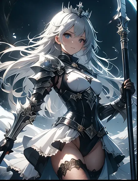 （（（ＳＦＷ、Precision、Highest quality、A first-class masterpiece、Normal body、8k、  Detailed Face 、Ultra-precision、 Normal hand、５refer to、Highest）））、Shy, cute, shy, silver-haired female knight、 Racy and Embarrassing High Leg Erection Nipples Sheer Sheer White Leot...