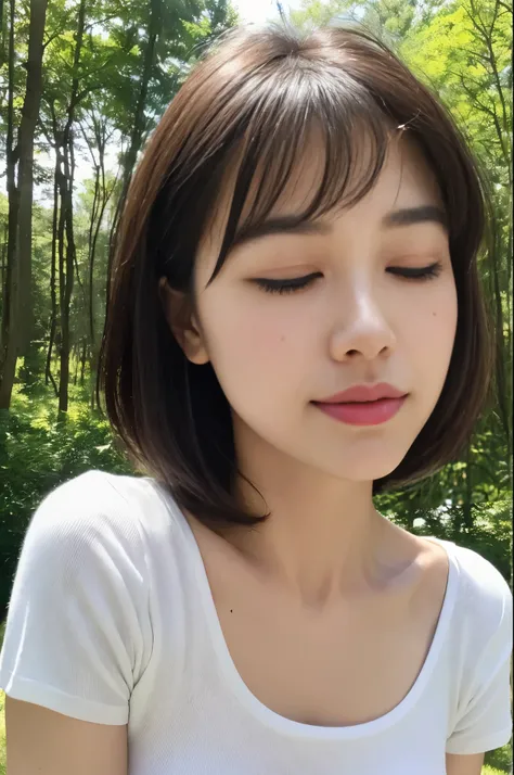 ((top-quality、8k、​masterpiece: 1. Perfect Body Beauty: 1.4、 slim abs: 1.2、 beautiful slender abs for women:1.3、( highlight haircut yeast B cup:1.2), medium breast, Round shaped breasts, Perfectly shaped breasts, (()),  hyper-detailed face、The composition s...