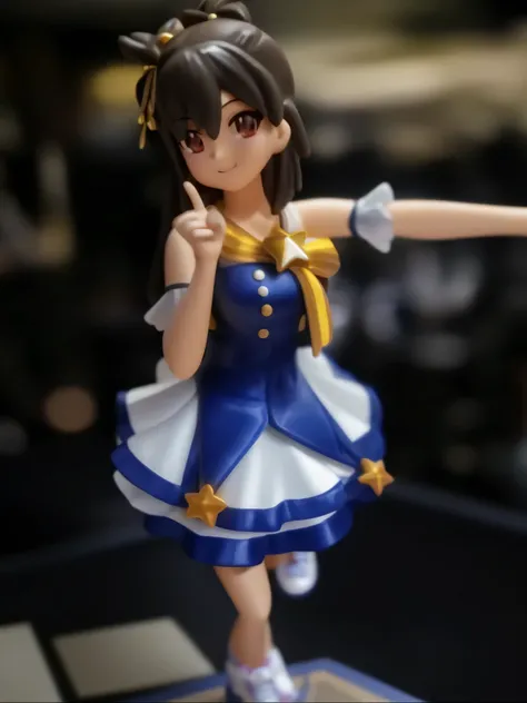 there is a figurine of a girl in a dress and a star, pose(arms up + happy), anime pose, distorted pose, good smile company anime style, 3 / 4 pose, t pose, rin, anime figure, pop up parade figure, full pose, a-pose, character posing, idolmaster, satisfied ...