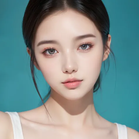 Featuring confident and radiant women、Generate AI Art Inspired by Korean Cosmetics Advertising。Displayed up to chest level、Her perfect skin、Lively makeup、Focus on fashionable hairstyles、Capturing the essence of K-beauty。Isolated on natural white background...