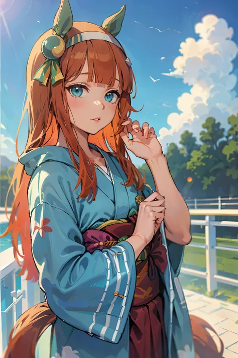 NSFW,masterpiece, top quality, high definition , very detailed , silence Suzuka (Horse Girl), kimono,yukata,Summer Festival