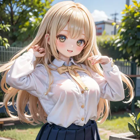  LOTS OF ERMIN GIRLS Two people DANCE IN THE SCHOOL GARDEN       ((((        school uniform   )))) DANCE IN THE SCHOOL GARDEN       、smile,  Chibi、Big Breasts and Super Big Breasts     
