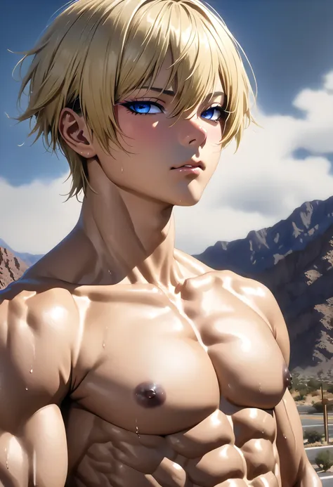 (solo idol japanese rapist boy),rape girl,(tanned Skin), (abs:1.5), (seduce:1.3), blond short bob hair, detailed Sapphire eyes, topless, detailed nipple, best quality, 4K, 8k, high definition , (Masterpiece:1.2), ultra-detailed, (Photo realistic:1.4), look...