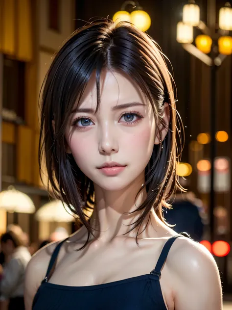 (masutepiece:1.3), (8K, Photorealistic, Raw photo, Best Quality: 1.4), (1girl in), Beautiful face, (Realistic face), (Black hair, Short hair:1.3), bikini of, Beautiful hairstyle, Realistic eyes, Beautiful detailed eyes, (Realistic skin), Beautiful skin, (N...