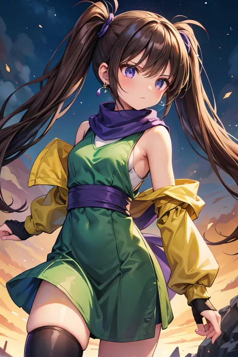 A picture of only the upper body.
She is dressed in the martial artists attire from Dragon Quest III.
She wears a plain dark green knee-length sleeveless dress over a light yellow long-sleeved outfit。
She wears a plain dark green knee-length sleeveless dre...