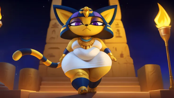 [ankha; Animal Crossing], [Uploaded to e621.net; (Pixelsketcher), (wamudraws)], ((masterpiece)), ((HD)), ((solo portrait)), ((full body)), ((front view)), ((feet visible)), ((furry; anthro)), ((detailed fur)), ((detailed shading)), ((beautiful render art))...
