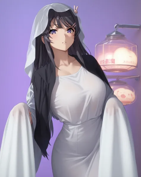 score_9, score_8_up, score_7_up, anime source, coloring,
mai sakurajima, long hair, bangs, black hair, hair ornament, purple eyes, hairclip, rabbit hair ornament, 1girl, solo, long_hair, black_hair, black_eyes, breasts, looking_at_viewer, dress, large_brea...