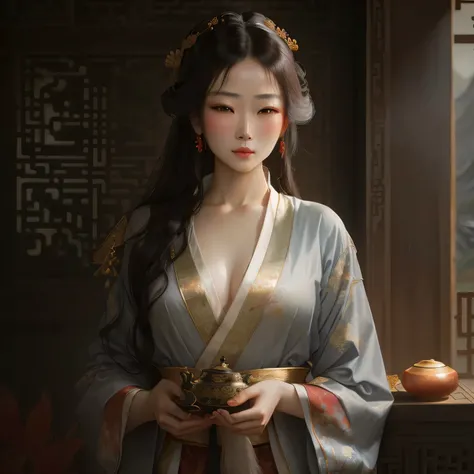  Beautiful rendering of the Tang dynasty  ,  wears ancient Chinese clothing ,  Ancient Chinese Princess , Chen Yifeis Inspiration , 