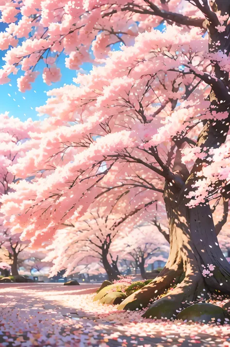 16k,raytracing,hdr,maximumdetail,japanese,cherryblossomtrees,cherryblossoms,manyfloweringtrees,lateafternoonsun,sunlight,windblowingleaves,photorealistic,cinematic,highresolution,detailed,vivid,vibrant,stunning,breathtaking
