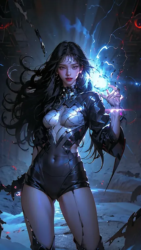 ((dark)),amazing,8k,fantasy, super detailed, magic ,((Food)),(foodie),(((( hair)))), casting spell, Black Hole ,fishing,((Shine eyes)) (( blue eyes)),((Shine)),((bloom)),grow,  Masterpiece  , Absurd, top quality, standing, 1 girl ,human,evil,evil grin,The ...