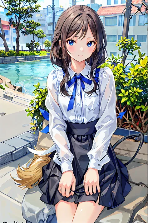 ( s)， top quality，  Beautiful Faces in Every Detail  ，cute， dark brown eyes，(背の低いcute女の子，Young student，Young and delicate girl）,（masterpiece， top quality)， black hair， sleepy look after intercourse， short-sleeved white shirt ，Checkered white skirt，Pathetic...