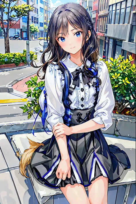 ( s)， top quality，  Beautiful Faces in Every Detail  ，cute， dark brown eyes，(背の低いcute女の子，Young student，Young and delicate girl）,（masterpiece， top quality)， black hair， sleepy look after intercourse， short-sleeved white shirt ，Checkered white skirt，Pathetic...