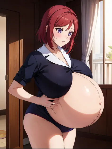 Red short hair,Big Baby Bump pregnant, , Big  , nipple, cum, Big Blue Balloons,s girl, Big pregnant Belly, Big Pregnant girl, Largest Belly of Pregnant, Huge Pregnancy, background hotel room,Huge 9 months Pregnancy Belly,huge belly expansion, huge belly gi...