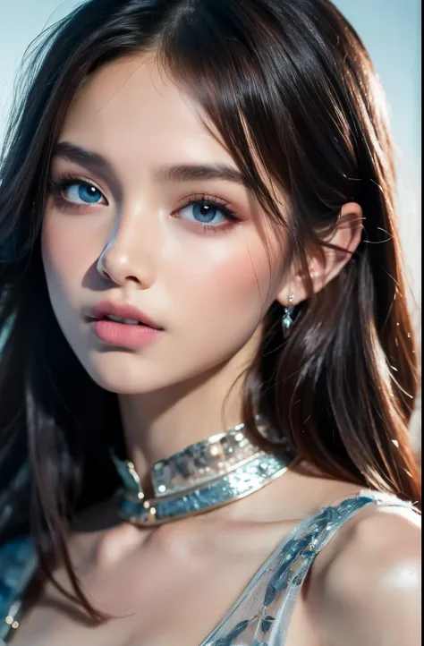 Fashion trendy beautiful and attractive woman, ,(Highest quality realistic textured skins:1.4), fine eyes, detailed face, high quality eyes, focus the eyes clearly, nose and mouth,face focus, Super close up of face gentle and charming Chinese beautiful wom...