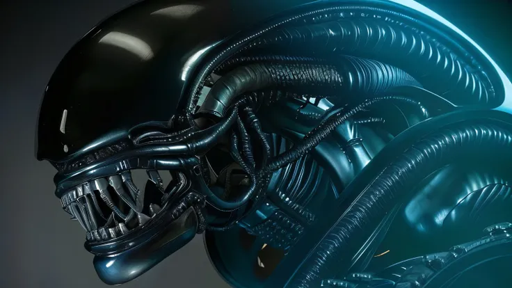  Alien with a shiny head and a black face,  The alien from the movie Alien , alien xenomorfo, a hyper-detailed alien, xenomorfo alien, gigers biomechanical xenomorfo, Xenomorfoic ,  gigers xenomorphic ,  Alien Engineering from Prometheus , alien helmet, xe...