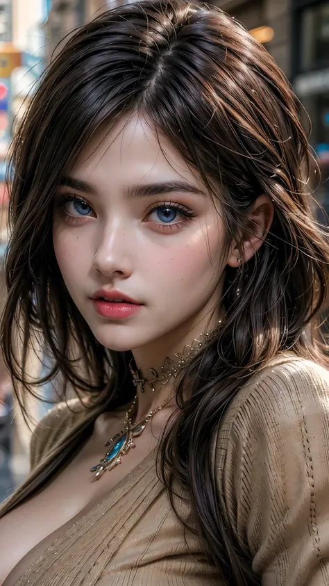 Highest quality, masterpiece, Ultra-high resolution, (Realistic:1.2), One girl, (Detailed face:1.2), (Detailed eyes:1.2), (Detailed Hair:1.2), (Detailed clothing:1.2), 4K,((Natural big breasts:1.2)) ,((Upper Body))