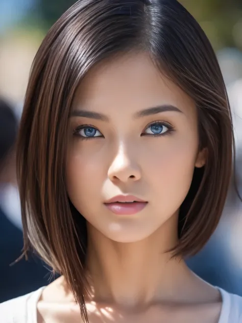 masterpiece, best quality, ultra-detailed, intricately detailed hyperdetailed, realistic, sharp features, highly detailed, sharp focus, 19 years old, (Japanese sophisticated model), perfect face, perfect and delicate Blue eyes, perfect full lips, flexible...